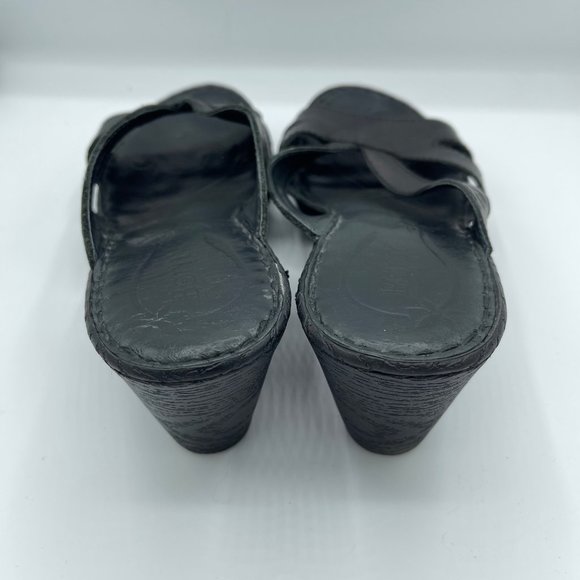 Born Black Wedge Leather Open Toe Sandals - Picture 5 of 6